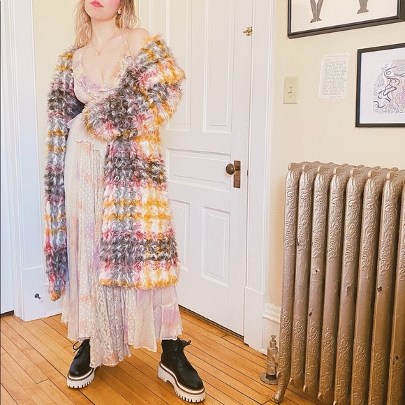 NWT Free People Cardi Plaid Faux Fur Coat / Plaid - Picture 10 of 13